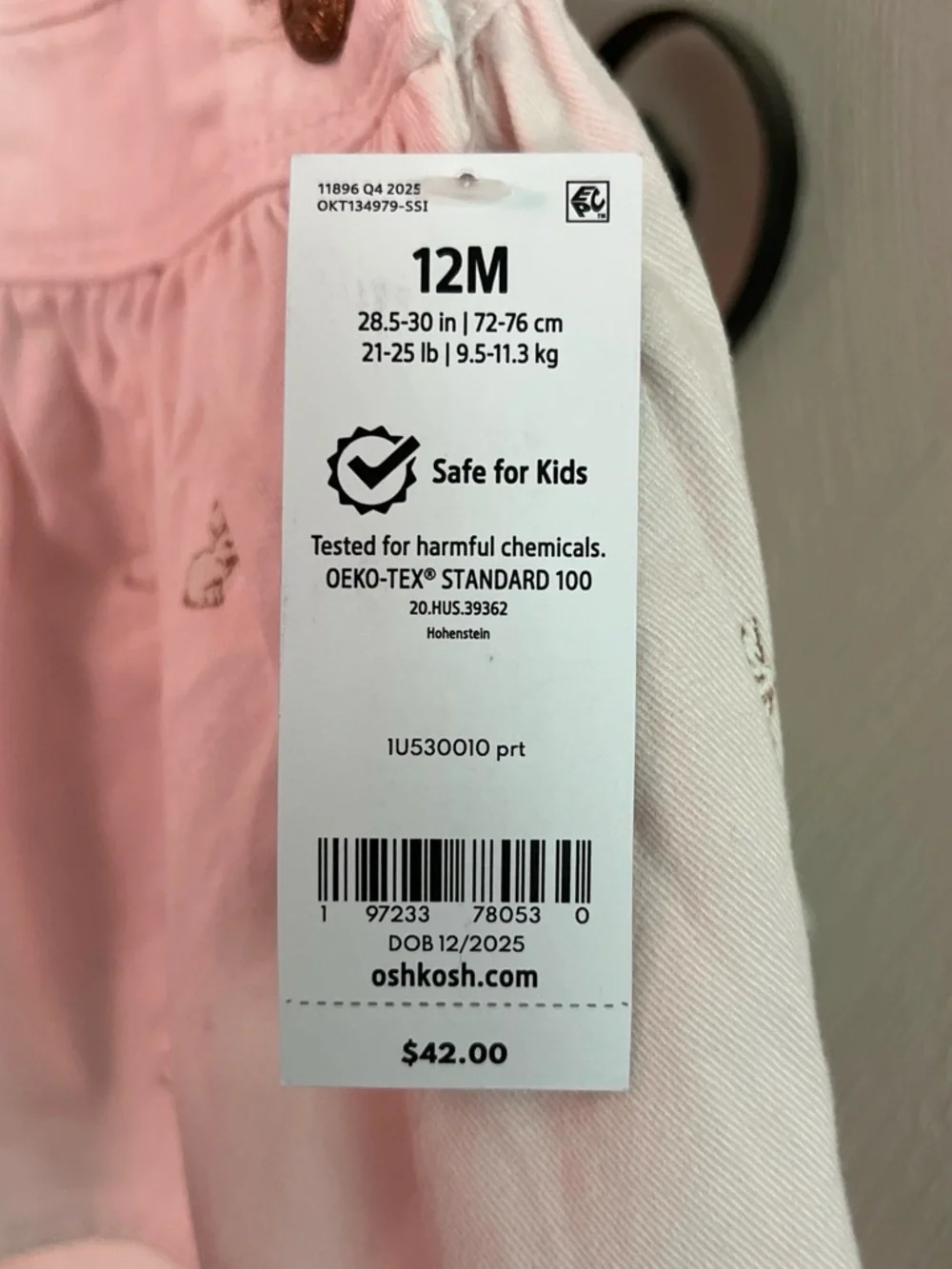 OshKosh B'gosh Light Pink Baby Girl Overall Dress